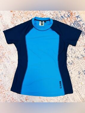 Roots Women’s Blue Two-Tone Performance Swim Top size S